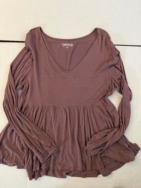 Mudd Dusty Mauve Long-Sleeve Peplum Tunic